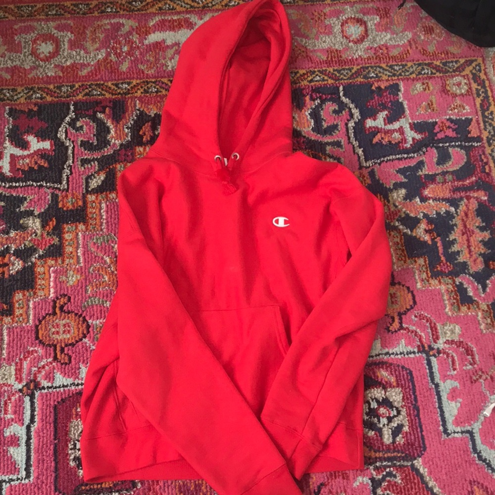 Red champion hoodie
